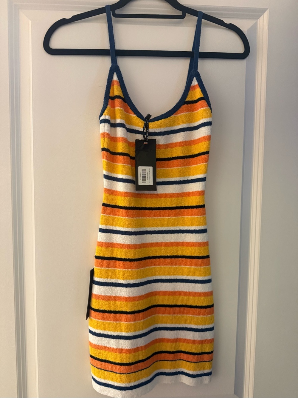 Striped white fox mini dress stretch soft material